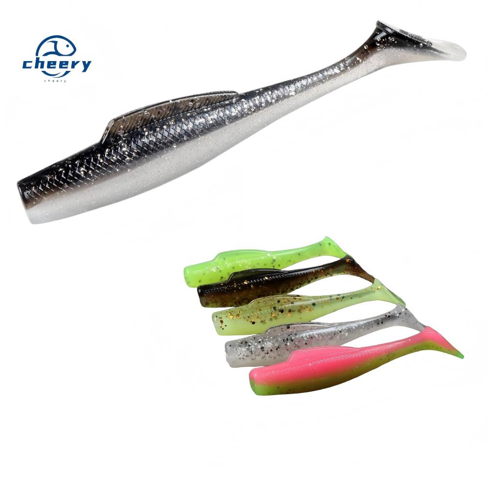CHEERY New Arrival 100mm 6.5g TPE Soft Paddle T Tail Fishing Ripple Shad Lure 5pcs/bag – Worms & Grubs – view 1