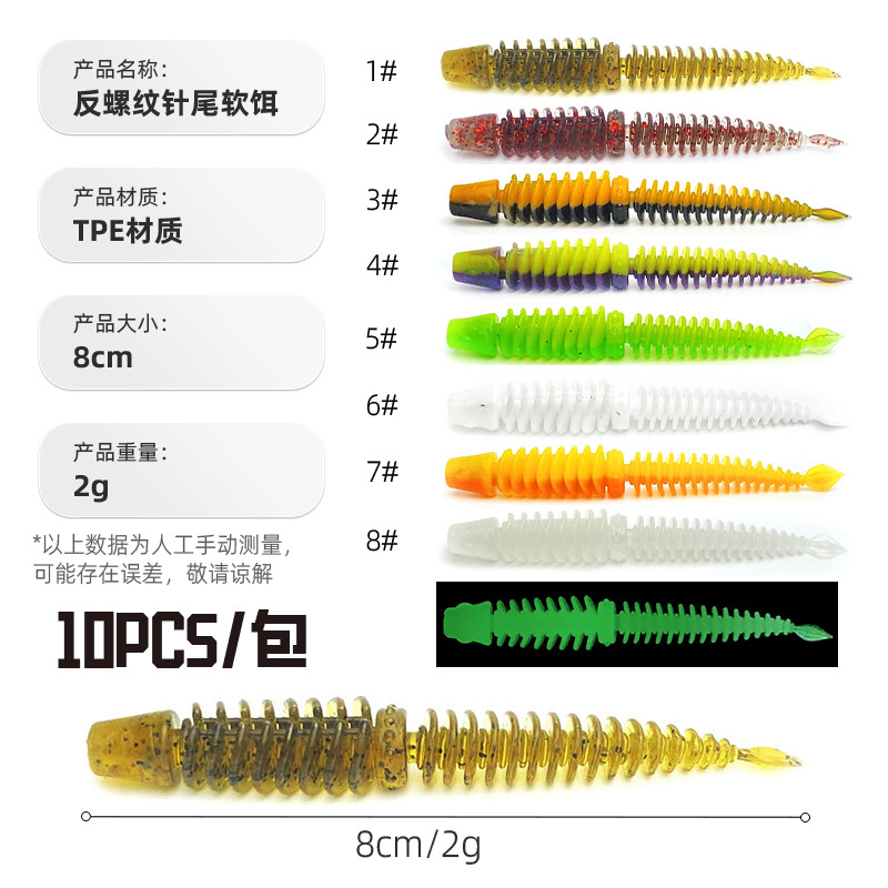 8cm 2g Anti-Thread Needle Tail TPR Large Big Game Plastic Swimbait Deep Sea Fish Gear Soft Fishing Lure Bait – Worms & Grubs – view 2