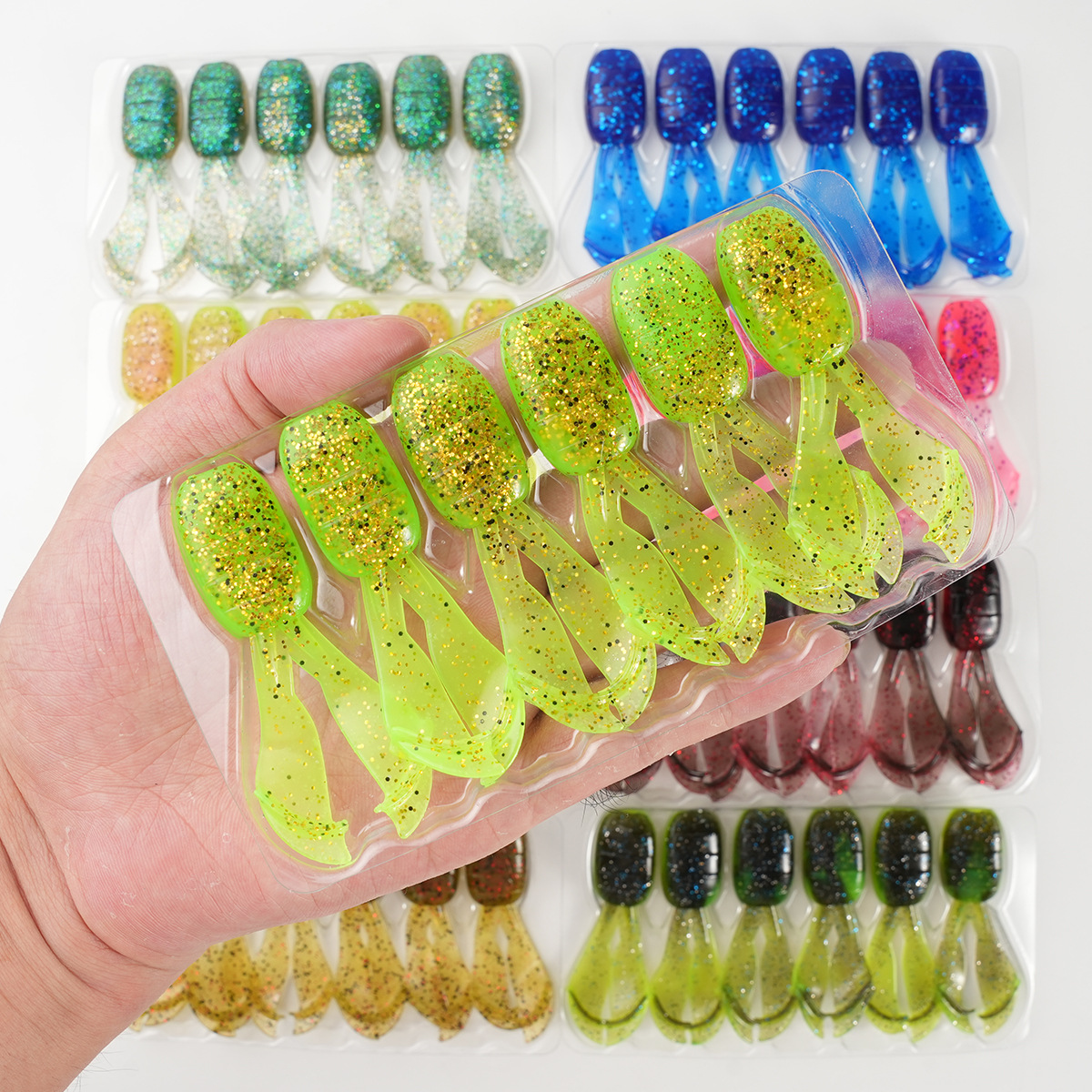 Cheery SL090 Hot Sale 7cm 4.5g 6pcs/bag Artificial Bearded Shrimp Soft Fishing Lure Set Salmon Plastic Soft Baits Without Hooks – Worms & Grubs – view 1
