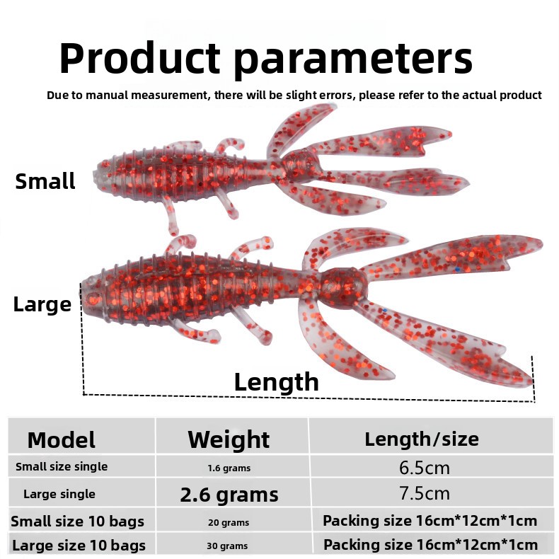 Shrimp-Shaped Soft Worm Floating TPE Fishing Lure Black Pit Mandarin Bass Lure Multilegged Plastic Soft Lures for River Fishing – Soft Lure – view 4