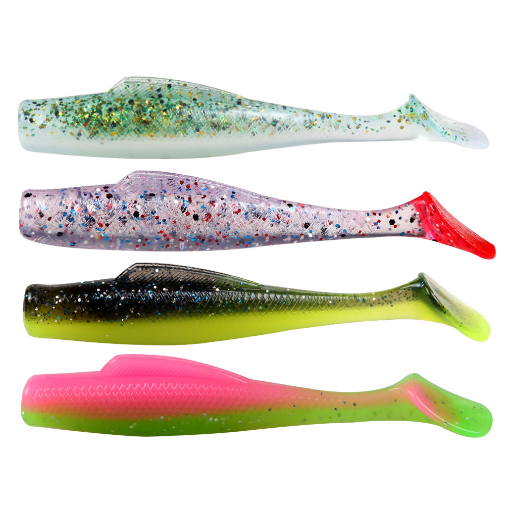 Soft Fish T-Tailed Bionic Lure 6.5cm 2.3g Plastic Bait 6pcs TPR Material Carp Artificial Soft Bait for Sea Bass Salmon Target – Worms & Grubs – view 2