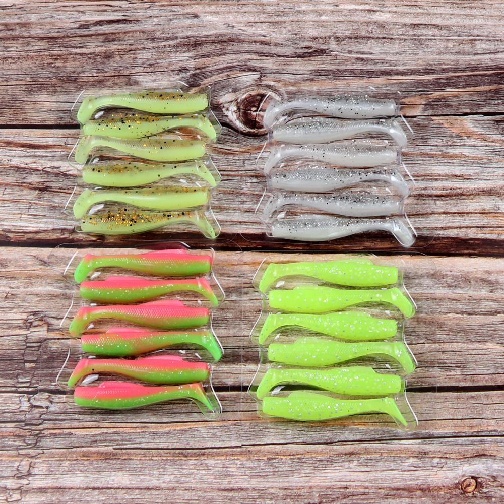 Soft Fish T-Tailed Bionic Lure 6.5cm 2.3g Plastic Bait 6pcs TPR Material Carp Artificial Soft Bait for Sea Bass Salmon Target – Worms & Grubs – view 4