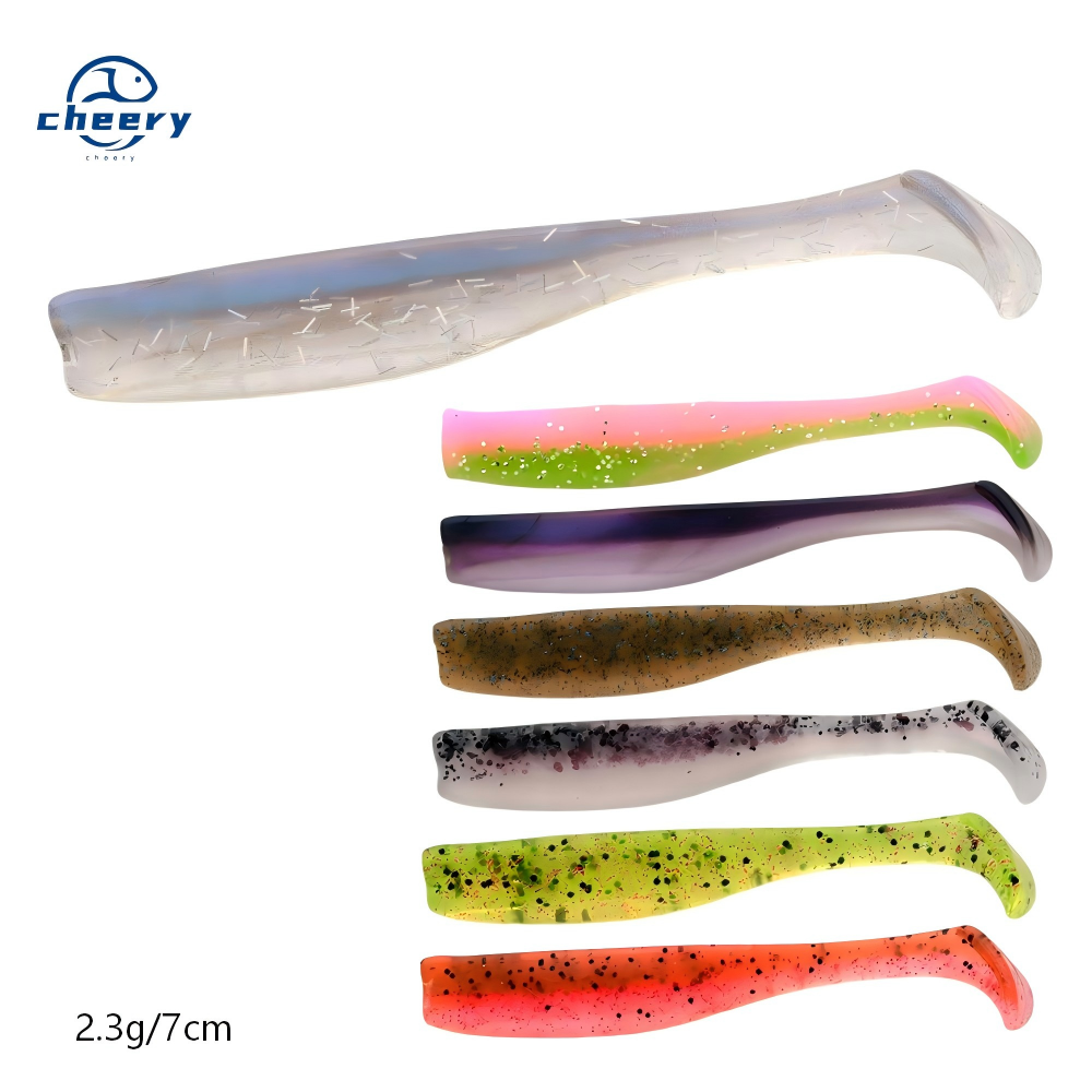 Cheery Wholesale 6pcs/bag Soft TPR 7cm 2.3g Bait Trout T Tail Silicone Artificial Plastic Saltwater Freshwater Fishing Lures – Worms & Grubs – view 1
