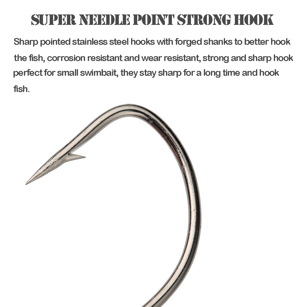 JOHNCOO Bullet Jig Heads Swimbait Hook Bass Fishing Texas Rig Hook Saltwater Freshwater Offset Weighted Weedless Hook – Fishhook – view 3