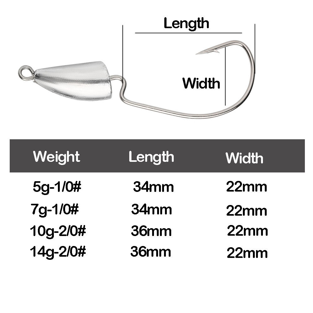 JOHNCOO Bullet Jig Heads Swimbait Hook Bass Fishing Texas Rig Hook Saltwater Freshwater Offset Weighted Weedless Hook – Fishhook – view 2