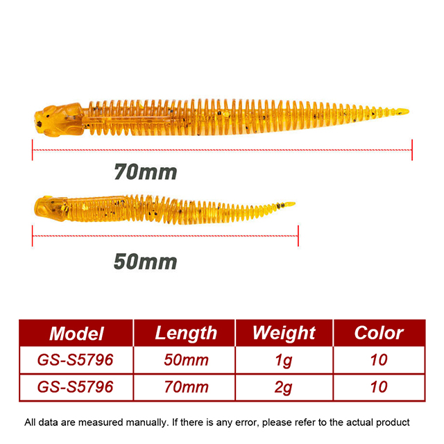 Freshwater Sea Bass Tackle Fishing Worms Soft Lure 50mm 70mm Jig Silicone Artificial Baits for Lake & River – Worms & Grubs – view 3