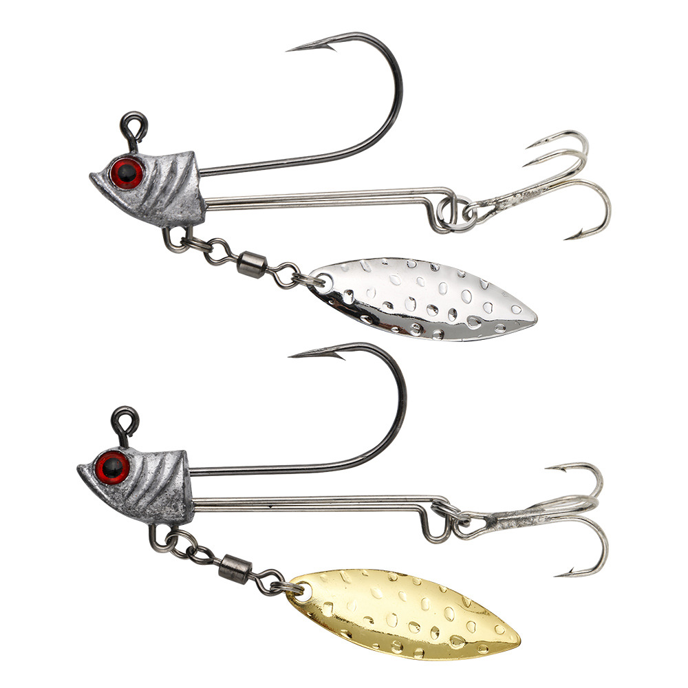 Wholesale 3D Eyes 7.2g 9.2g 16.4g High Carbon Material Fishing Lead Jig Head with Spoon Blade for Soft Worms Lure – Fishhook – view 1