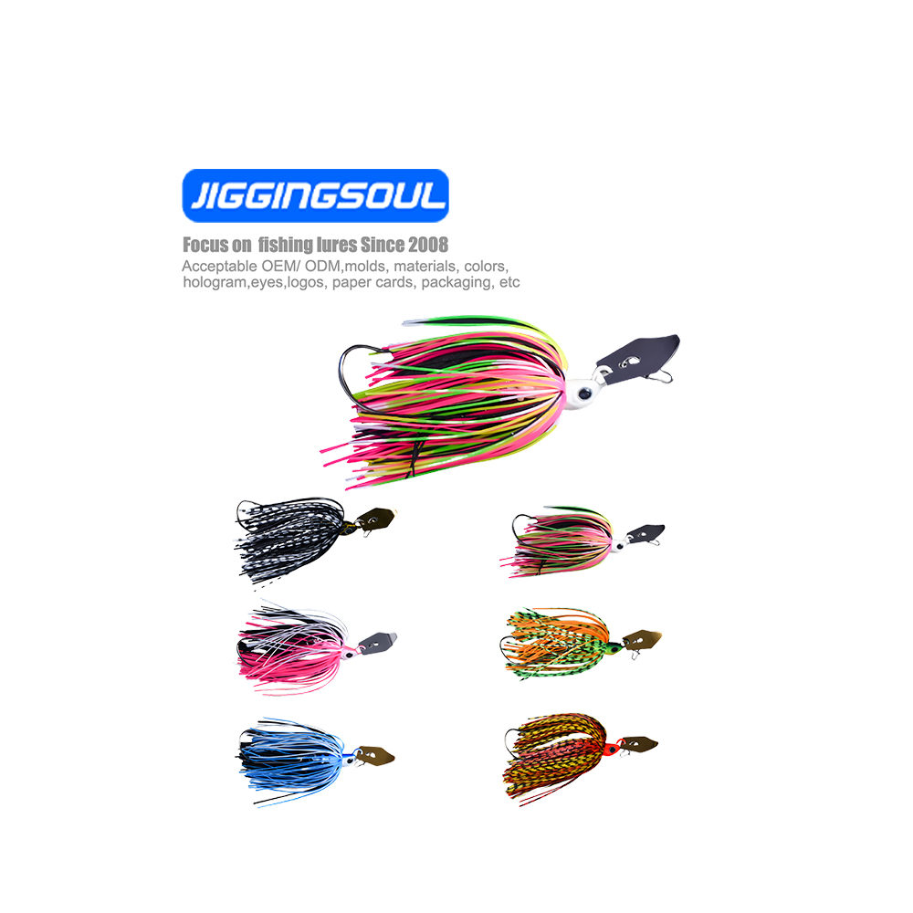 JIGGINGSOUL-BB015-7g-21g Metal Hard Bait Spinner Bait Fishing Lure Mixed Colour Skirt Rubber Bearded Jigs – Metal Lure – view 1