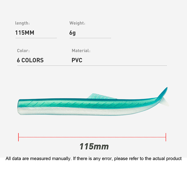 Cheery 115mm/6g Saltwater Fishing Gear Artificial Bait PVC Material Eel Fishing Lure Jig Head Hook Shad Bait Soft Plastic Lure – Worms & Grubs – view 2