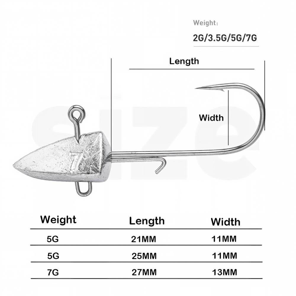 CHEERY-FH186-3.5g5g7g Arrowhead Jig Lead Head Hooks Worm Soft Lure Hook Jig Heads Fishing Hook With Barbed – Fishhook – view 2