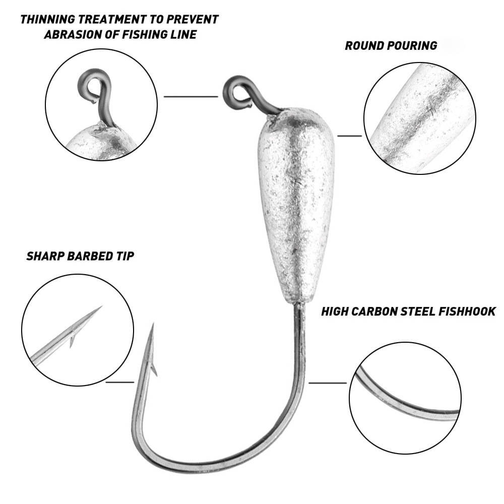 3g/4.5g/7g/9g Lure JIG Soft Worm Hook Lead Hook for Carp Fishing Specialized in Mandarin Fish and Sea Perch 24pcs/Pack – Fishhook – view 4