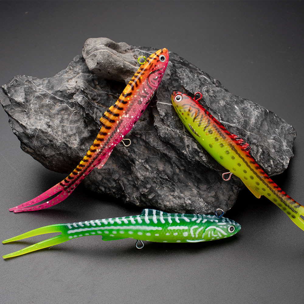 CHEERY 140mm Lead Head Soft Fishing Lure Paddle Tail Soft Blade Spinner Bait Artificial Soft Bait Single Hook Fish Attraction – Worms & Grubs – view 2