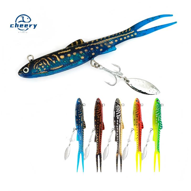 CHEERY 140mm Lead Head Soft Fishing Lure Paddle Tail Soft Blade Spinner Bait Artificial Soft Bait Single Hook Fish Attraction – Worms & Grubs – view 1