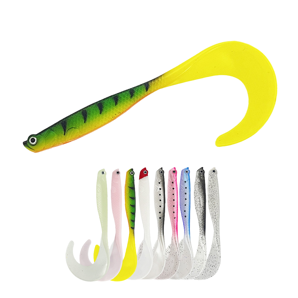 SL083-12cm 7g/pcs High Quality PVC Soft Worm with Growth Tail Swim Bait Fishing Lures for Freshwater Fish Target in Rivers – Worms & Grubs – view 1