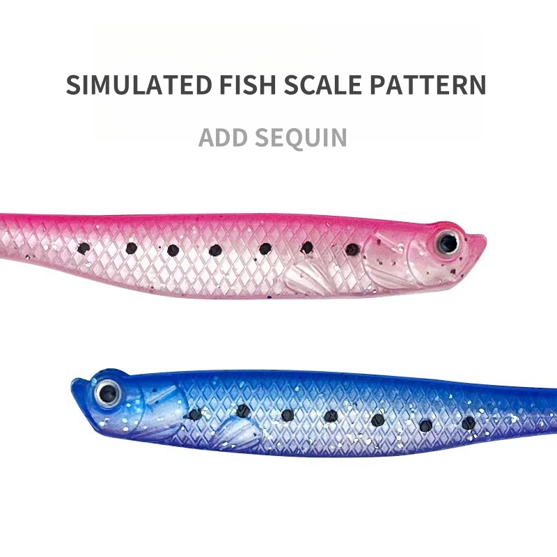 SL083-12cm 7g/pcs High Quality PVC Soft Worm with Growth Tail Swim Bait Fishing Lures for Freshwater Fish Target in Rivers – Worms & Grubs – view 2