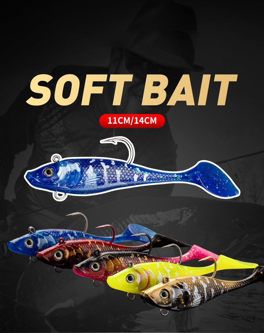 Runtoo 11cm 14cm Lead Rigged Soft Lure Jig Head T-Tail Trout Swimbait Salt Water Lead Rigged Fishing Bait – Metal Lure – view 5