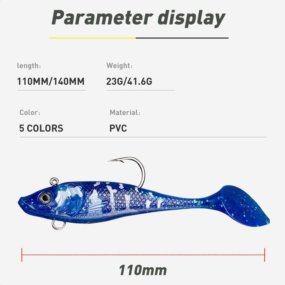 Runtoo 11cm 14cm Lead Rigged Soft Lure Jig Head T-Tail Trout Swimbait Salt Water Lead Rigged Fishing Bait – Metal Lure – view 2