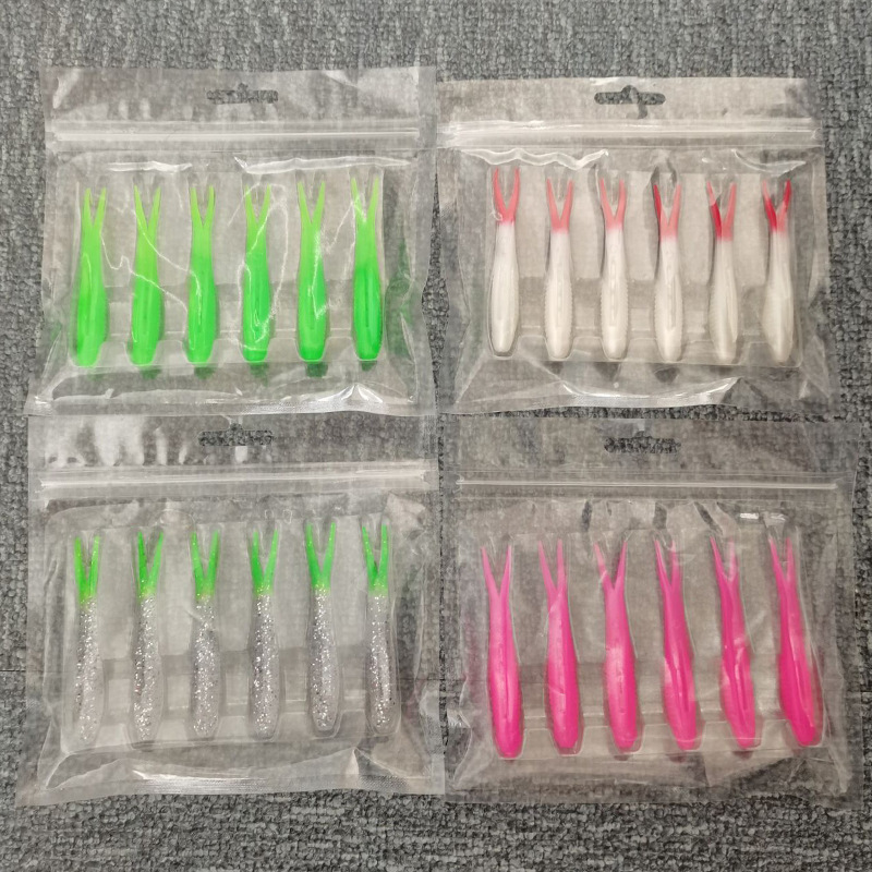 CHEERY 8cm 6pcs TPR Floating Soft Bait Plastic Carp Worm Fish Bait Root for Lead Head Hook River Fishing Fork Tail Soft Bait – Worms & Grubs – view 4