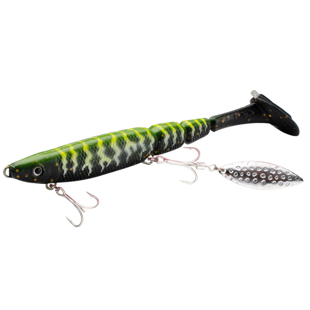 Cheery AGS628/1 130mm 34.6g 6-Color 3D PVC T-Tail Swimming Rattle Ball Soft Bait with Hooks for Freshwater/Saltwater Fishing – Worms & Grubs – view 1