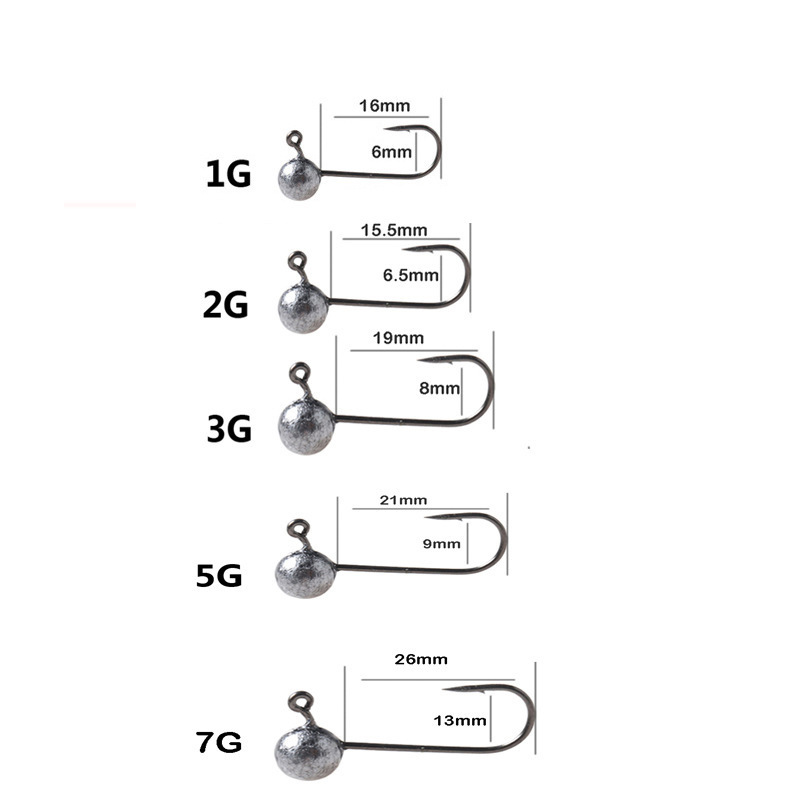 CHEERY 1g/1.5g/2g/3g/5g/7g Fishing Hook High Quality Jig Head Ball Shape Lead Jig Head Jig Hook – Fishhook – view 2