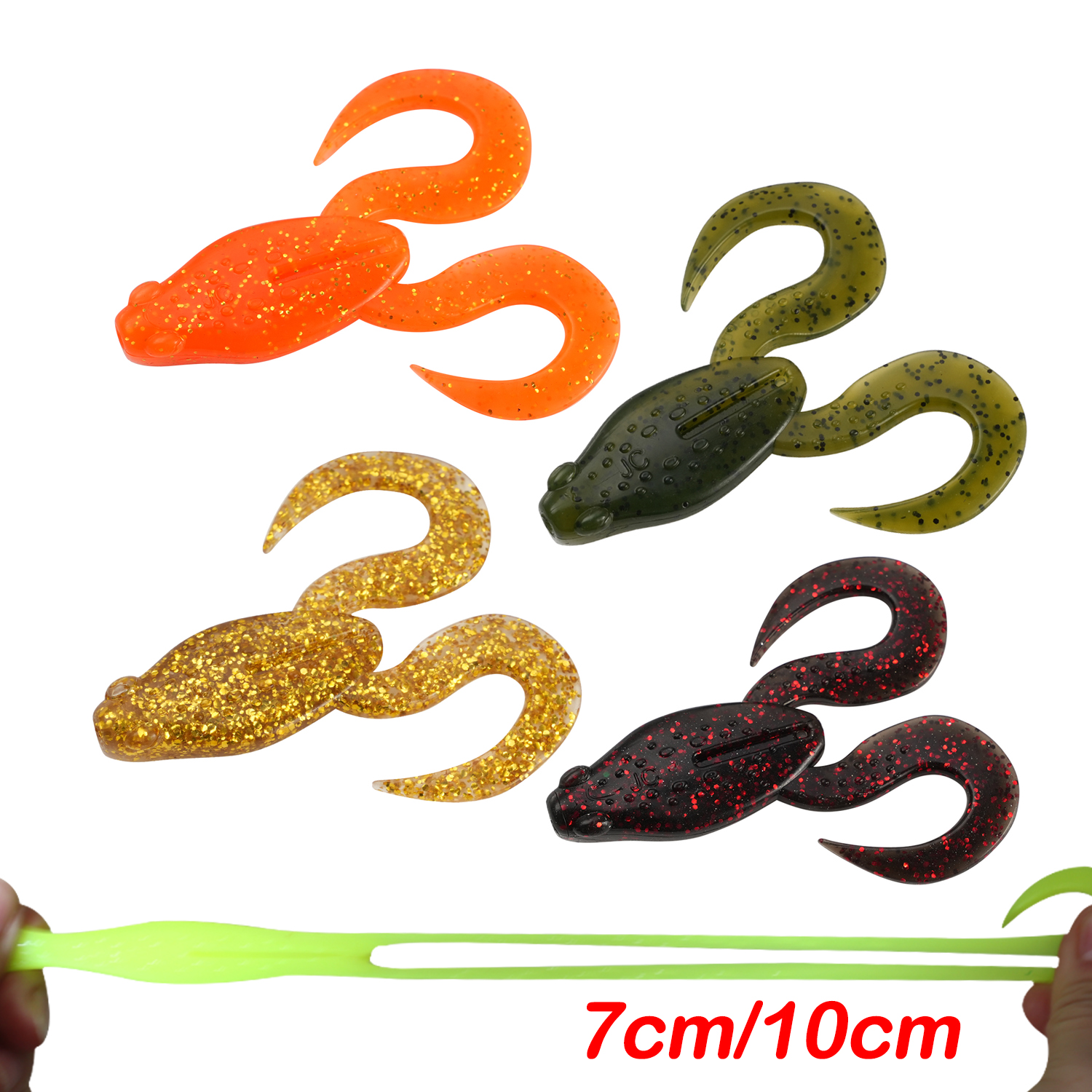 TPR Soft Bait 7cm 4pcs/10cm 3pcs 8.5g/15.3g Floating Freshwater Frog Lure 4pcs/10pcs Ocean Boat Fishing Artificial Soft Bait – Worms & Grubs – view 1