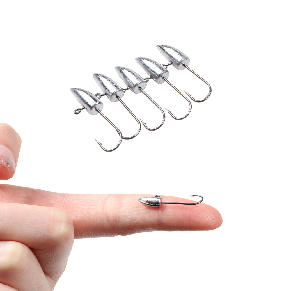 Factory OEM 1g 1.5g 2g 3g 10pcs/bag Rock Fish Bent Bulk Fishing Bullet Jig Head Hook – Fishhook – view 2