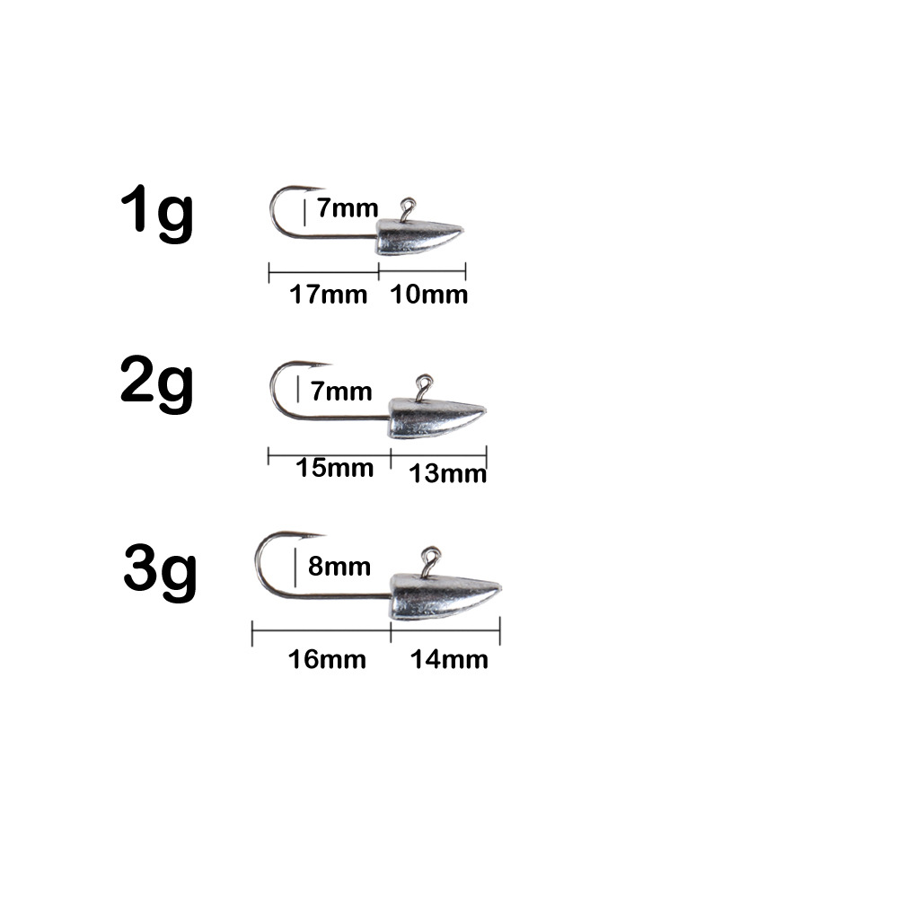 Factory OEM 1g 1.5g 2g 3g 10pcs/bag Rock Fish Bent Bulk Fishing Bullet Jig Head Hook – Fishhook – view 3