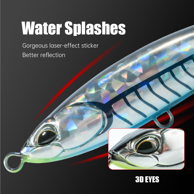 ZOZ Printed ABS Material Artificial Swim Bait Topwater Pencil Lure for Saltwater Fishing Hard Bait – Metal Lure – view 4