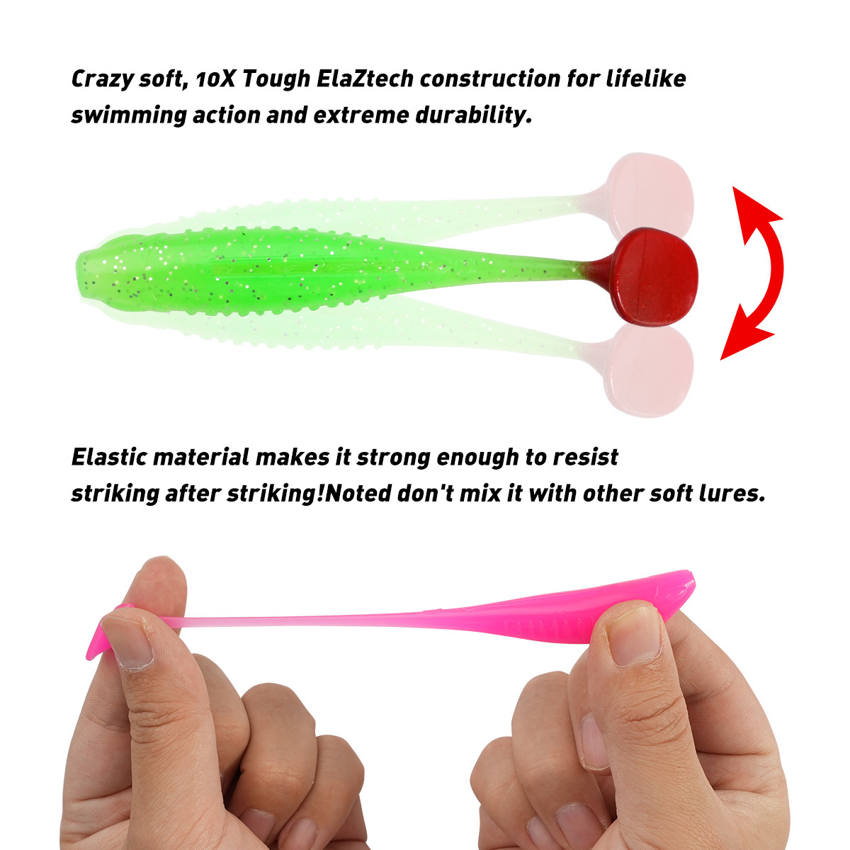 SL088-7PCS Hot Sale New Arrival 8cm/5g High Elasticity Soft T-tail Soft Fish Soft Worm Stretchable Lure Bite Resistant – Worms & Grubs – view 5