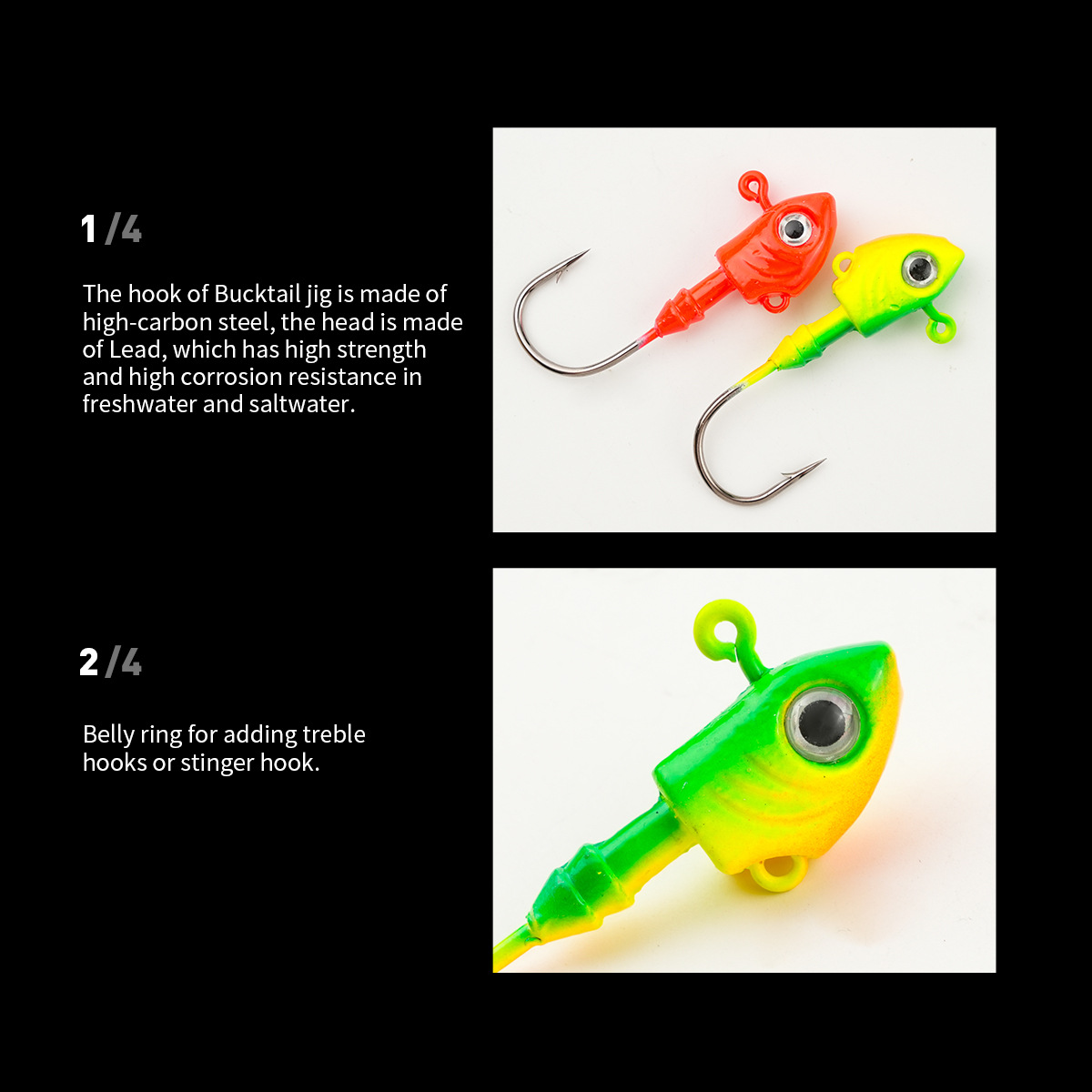 Black Minnow Jig Head Hooks Fishing Lure Soft Bait Hook Bass Fishing Shad Bucktail Jig Seabass Bait for Zand – Fishhook – view 3