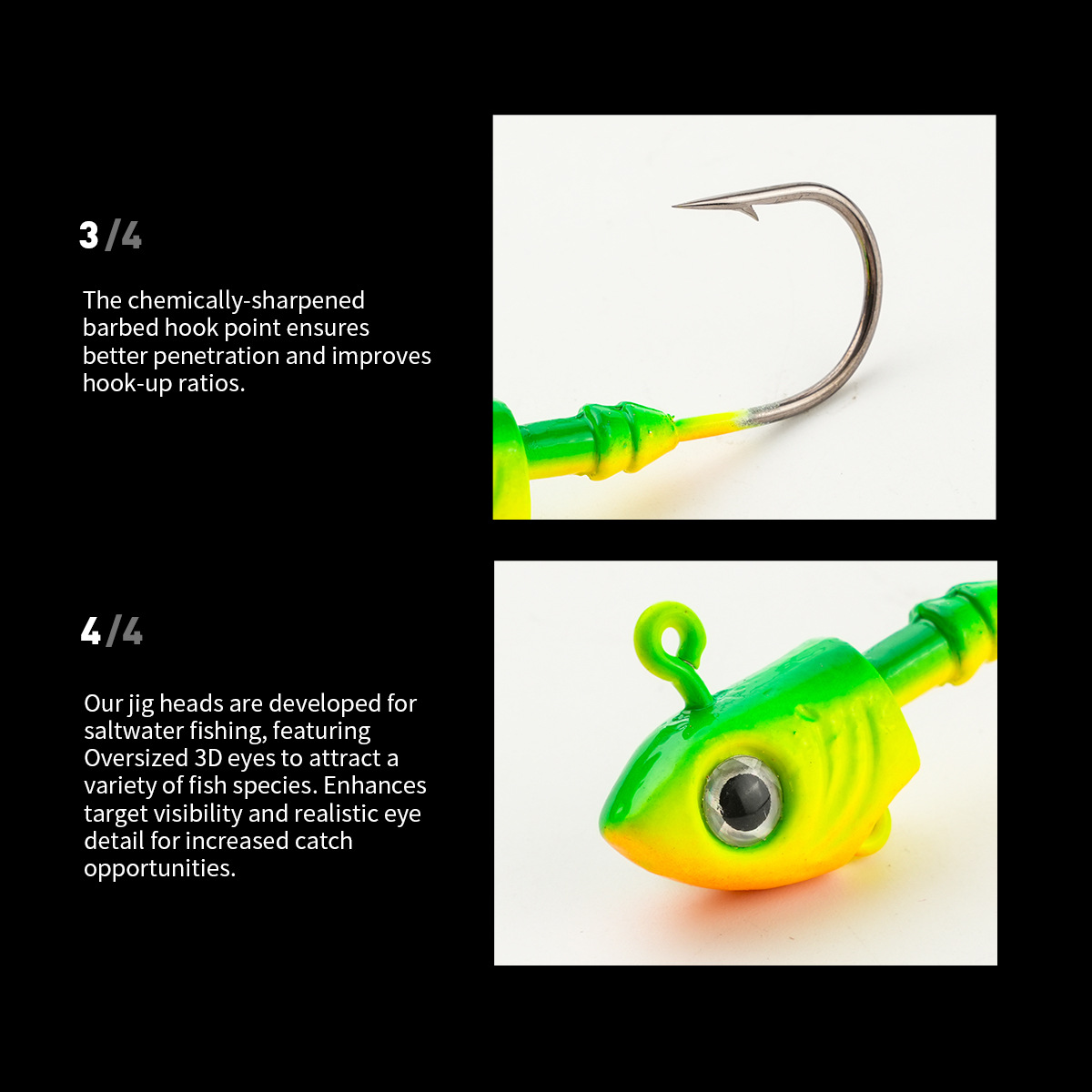 Black Minnow Jig Head Hooks Fishing Lure Soft Bait Hook Bass Fishing Shad Bucktail Jig Seabass Bait for Zand – Fishhook – view 4