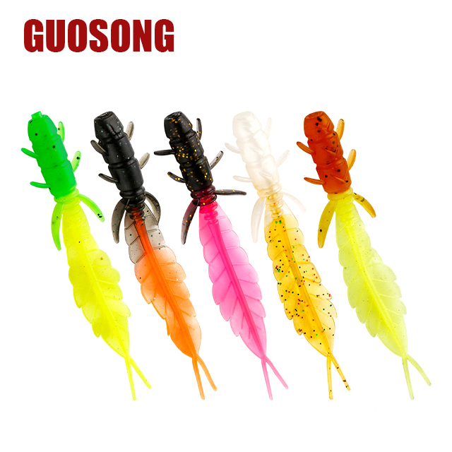 75mm/1.32g Mini Straight Tail Carp Lake Bait Lure Root Fishing Soft Bait Front Back Color Attractive Salmon Sea Bass Zander – Worms & Grubs – view 3