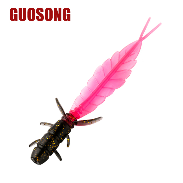 75mm/1.32g Mini Straight Tail Carp Lake Bait Lure Root Fishing Soft Bait Front Back Color Attractive Salmon Sea Bass Zander – Worms & Grubs – view 5