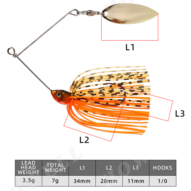 CHEERY 7.5g 22cm Gold Shiner Spinnerbaits Luminous Colorful Skirts Metal Jig Head for Freshwater Saltwater Fishing Rivers Lakes – Metal Lure – view 2