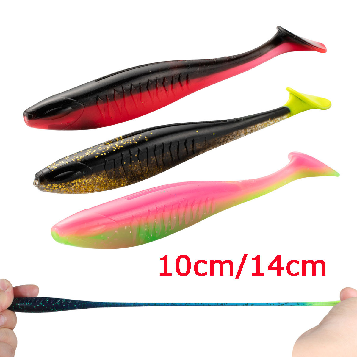 Cheery OEM T Tail Shad Swimbait Silicone Soft Bait for Bass & Freshwater Fish Artificial Seawater Fishing Lure – Worms & Grubs – view 3