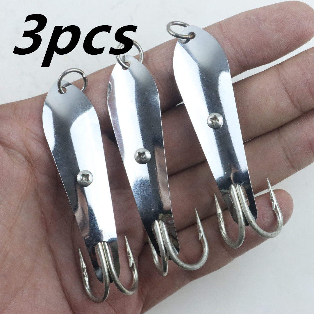 CHEERY XX-057 Stainless Steel Casting & Trolling Fishing Spoon Lure for Bonefish Bass Carp-with Hooks Reservoir/Pond & Ocean Use – Metal Lure – view 3