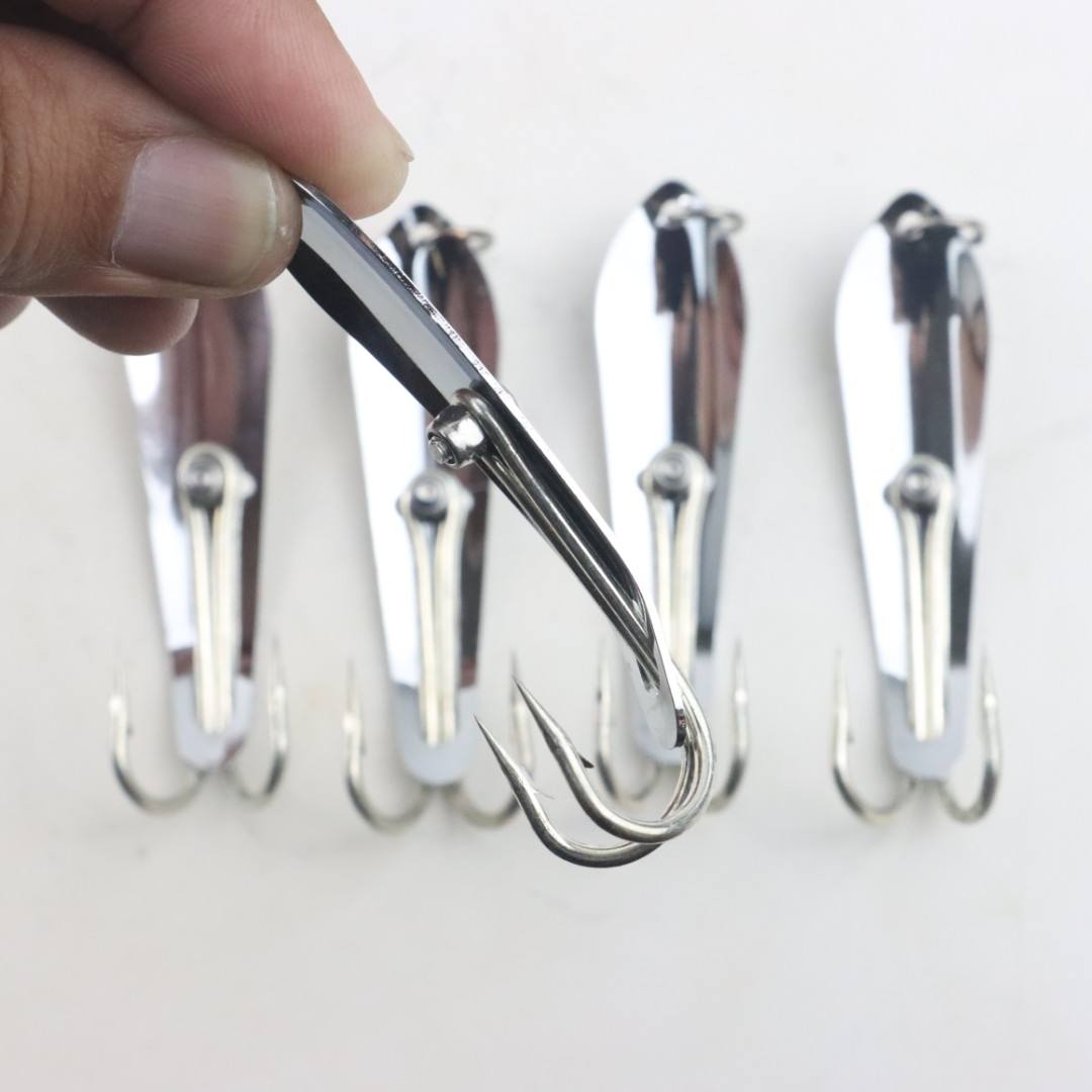 CHEERY XX-057 Stainless Steel Casting & Trolling Fishing Spoon Lure for Bonefish Bass Carp-with Hooks Reservoir/Pond & Ocean Use – Metal Lure – view 4