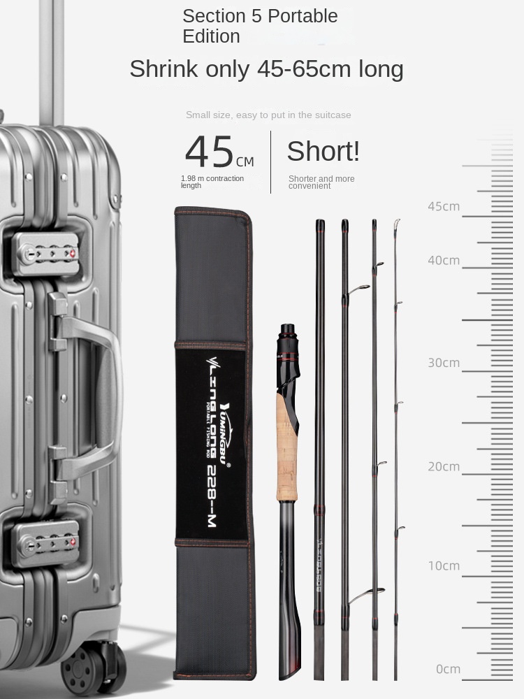 Carbon Universal Luya Five-Section Portable Multi-Length Lure Fishing Rod Full Set Medium Fast Action Cork Handle River/Stream – Fishing Rod – view 3