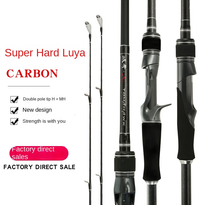CHEERY Super Hard Straight Handle Carbon Lure Rod for River Fishing 1.83m-2.4m Sizes Light Thunder Black Factory Wholesale – Fishing Rod – view 2