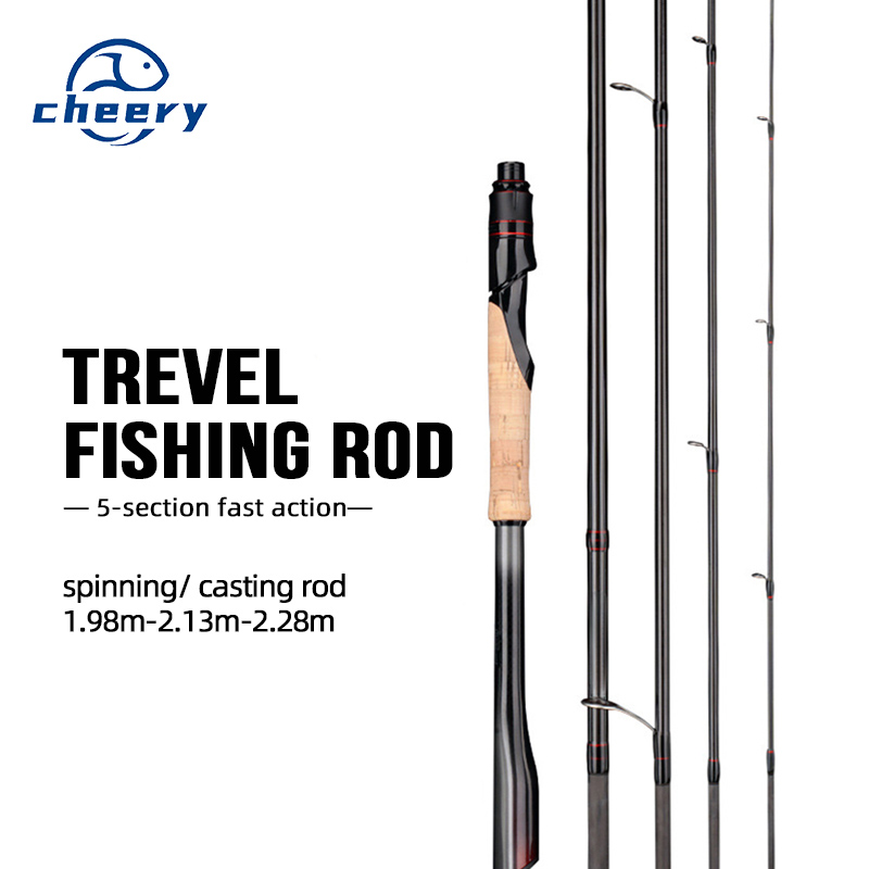 Wholesale Lure Travel Fishing FUji Guide Spinning Rod 1.98m 2.13m 2.28m 5 Section Carbon Casting – Fishing Rod – view 1