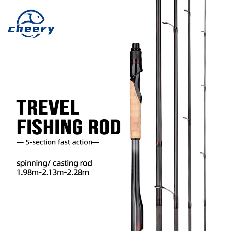 Wholesale Lure Travel Fishing FUji Guide Spinning Rod 1.98m 2.13m 2.28m 5 Section Carbon Casting Fishing Rod – Fishing Rod – view 1