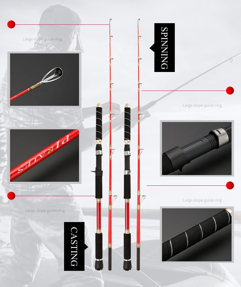 High Carbon Solid 1.65m 1.8m 1.95m 2.1m Super Hard 150# Drag 30KG 100-700G Lure Weight Slow Jigging Fishing Rod – Fishing Rod – view 3