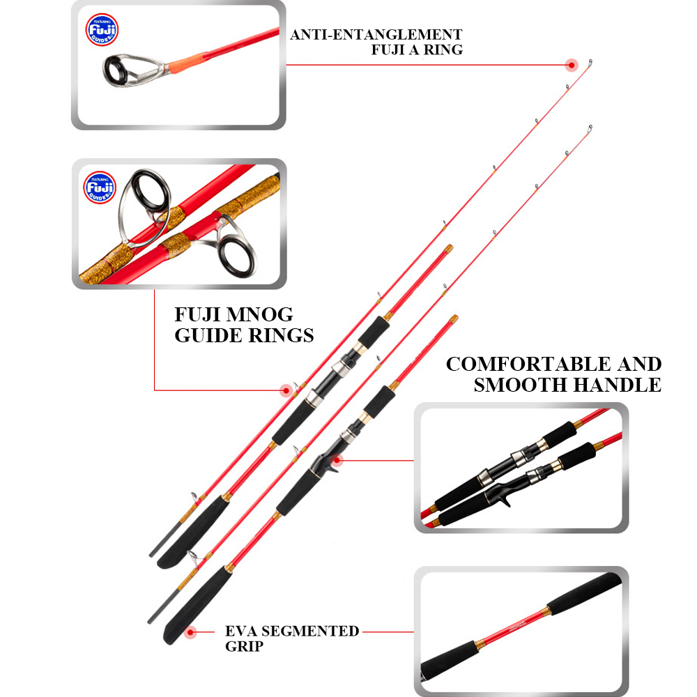 CHEERY Red FUJI Rings 1.55m 1.8m Light Fishing Boat Rod Offshore Fishing Raft Rods Bass Light Offshore Rod for Sea Fishing – Fishing Rod – view 5
