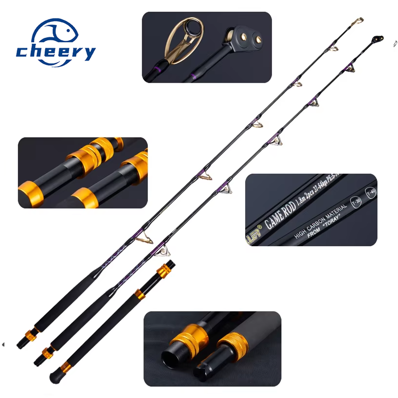 CHEERY Big Game SIC Roller Guide Fishing Pole Boat Rod Straight Butt High Carbon Deep Sea Tuna Shark Trolling Fishing Rod – Fishing Rod – view 1