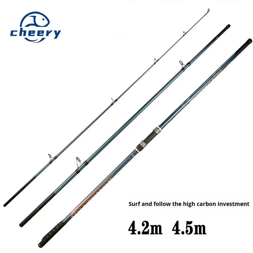 4.2m/4.5m 250G Long Casting Weight Three-Section Surf Fishing Rod Carbon Material for Carp Long-Distance Bottom Fishing Pole – Fishing Rod – view 1
