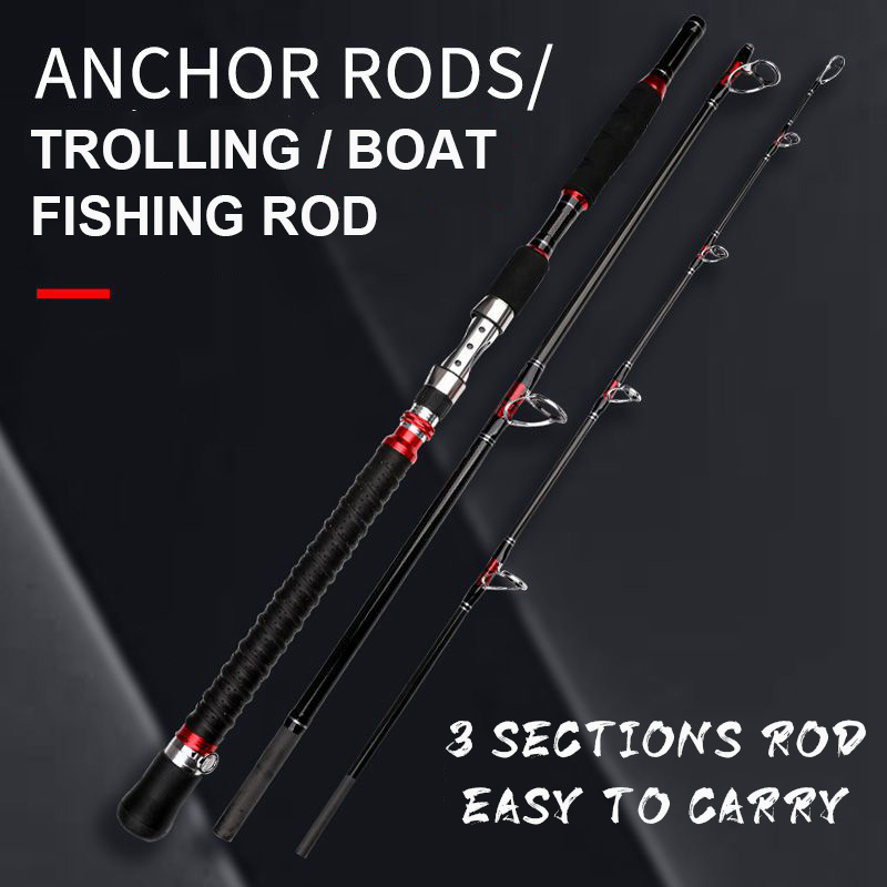 High Carbon Fiber Big Game Deep Sea Fishing 1.8m/2.1m 3 Sections Saltwater Boat Trolling Tuna Sea Bass Fishing Rod Pole – Fishing Rod – view 2