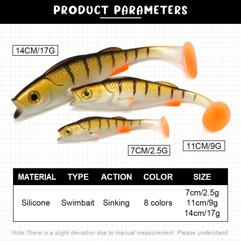 Spinopler Predator Fishing Lure 7cm 11cm 14cm Soft Body T-Tail Swimbait Bass Perch Pike Fishing UV Wobbler Rubber Shad Tackle – Soft Lure – view 4