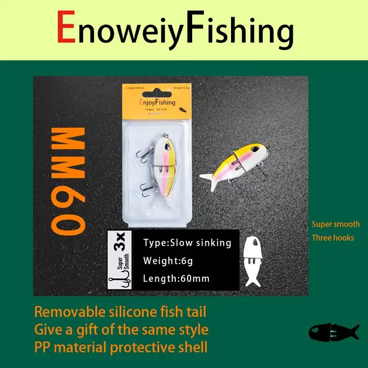 NEW 60cm 6.5g 2 Sections Glide Rattled Soft Tail Swimbait Large Saltwater Fresh Water Fishtail Hard Swimbait Fishing Lures Bait – Metal Lure – view 5