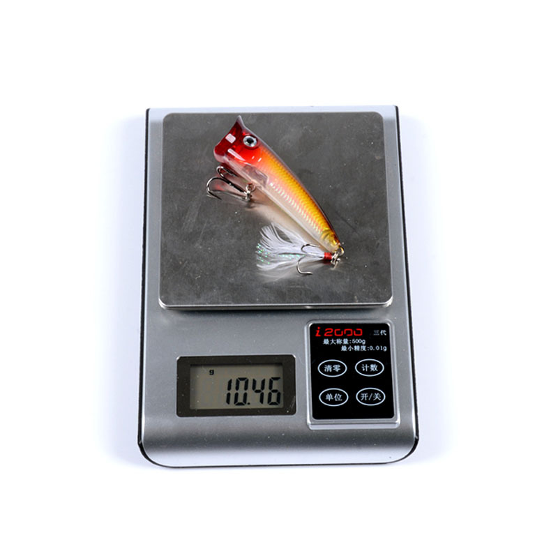7.8cm 10.5g Fishing Hard Lure 7 Colors ABS Plastic Popper Lures Bionic Artificial Laser Baits Feather Hook Floating Bait – Popper – view 4