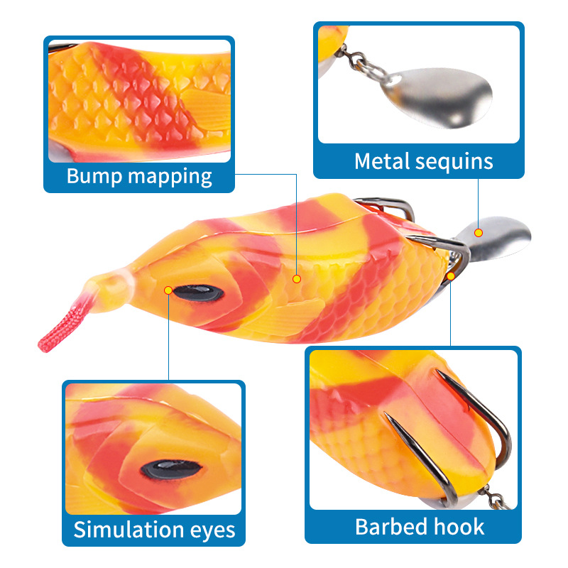 11.5cm/16g Thunder Frog Lure Soft Lure Bionic Floating Rubber Sequin Frog for Trout Sea Bass Fishing – Frog – view 4